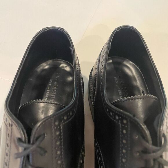 Sid Mashburn Wing Tip Brogue Shoes Size 11.5 Handmade in England Black Leather - Picture 6 of 10